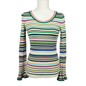 MILLY Rainbow Ribbed Long Sleeve Top
